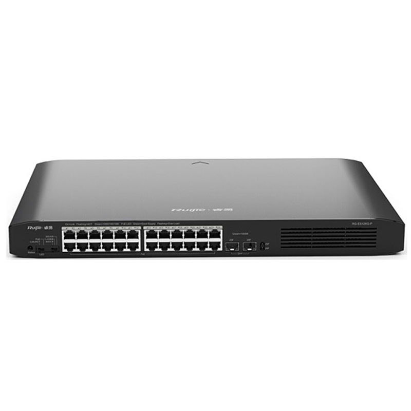 Bộ chia mạng Switch PoE 24 cổng RUIJIE RG-ES126G-P-L tổng công suất 370W, tốc độ 52Gbps Ruijie RG-ES126G-P-L