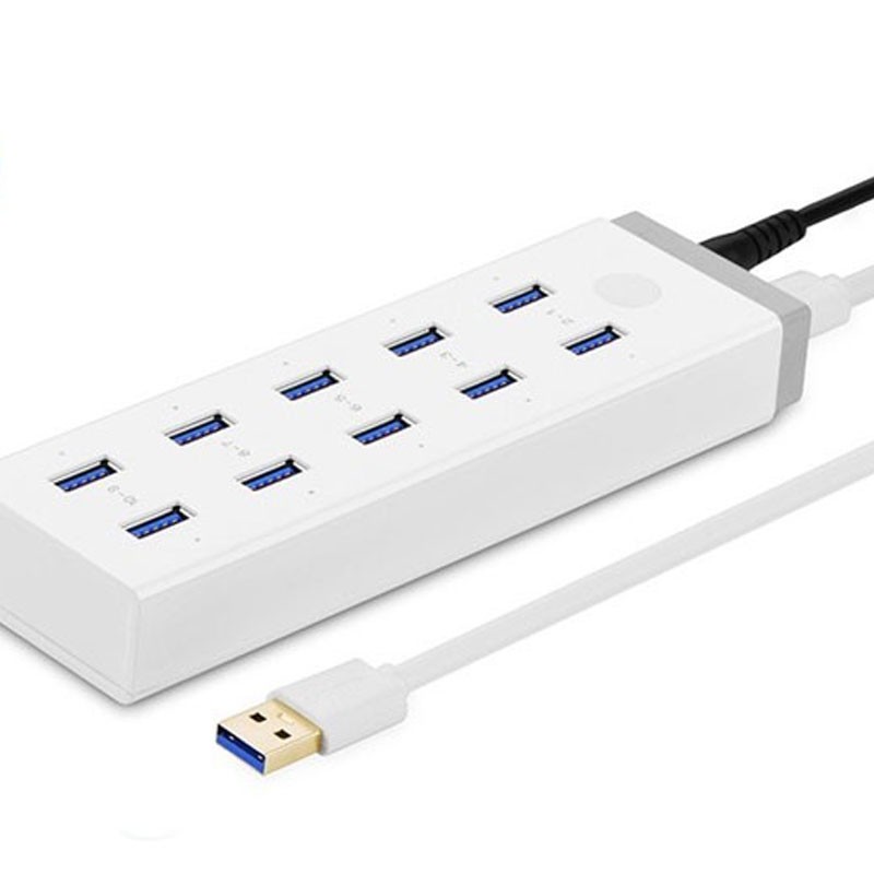 Bộ chia 10 cổng USB 3.0 Ugreen 20297 kèm nguồn 12V/4A cao cấp Ugreen 20297